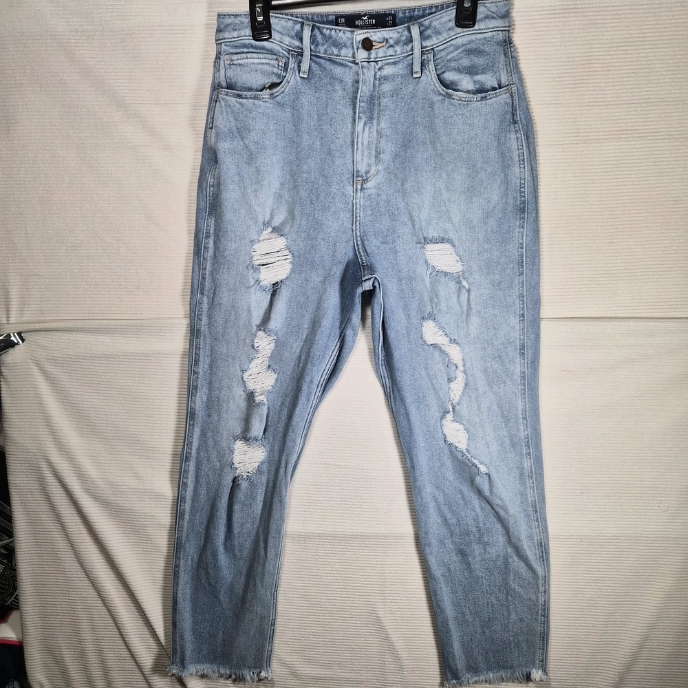 Hollister Curvy Ultra High‎ Rise Mom Jeans Women's 13R W31 L27 Distressed